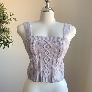 ZARA Lilac Cable Knit Cami Top w/ Silver Trim Size S